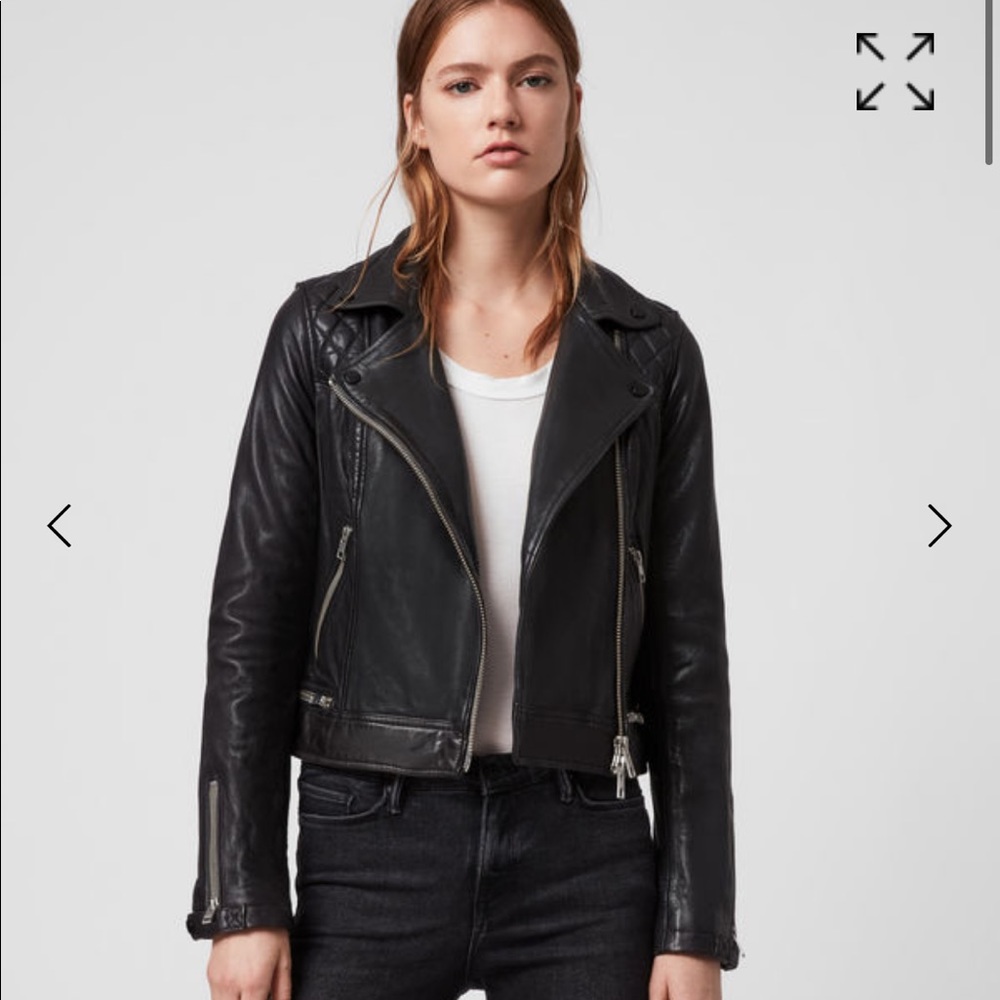 All Saints Black Leather Jacket great condition size 6